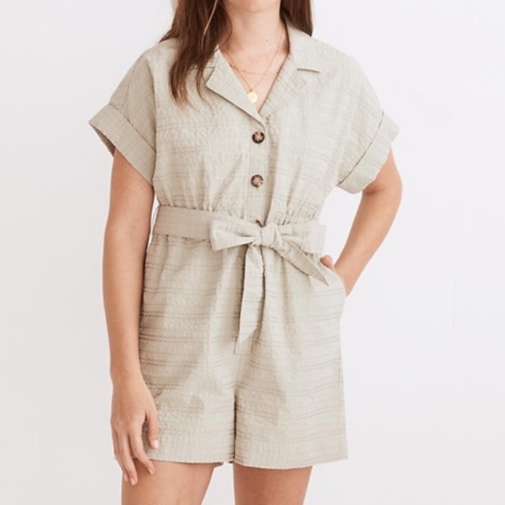 J. Crew Short-Sleeve Romper in Light Green